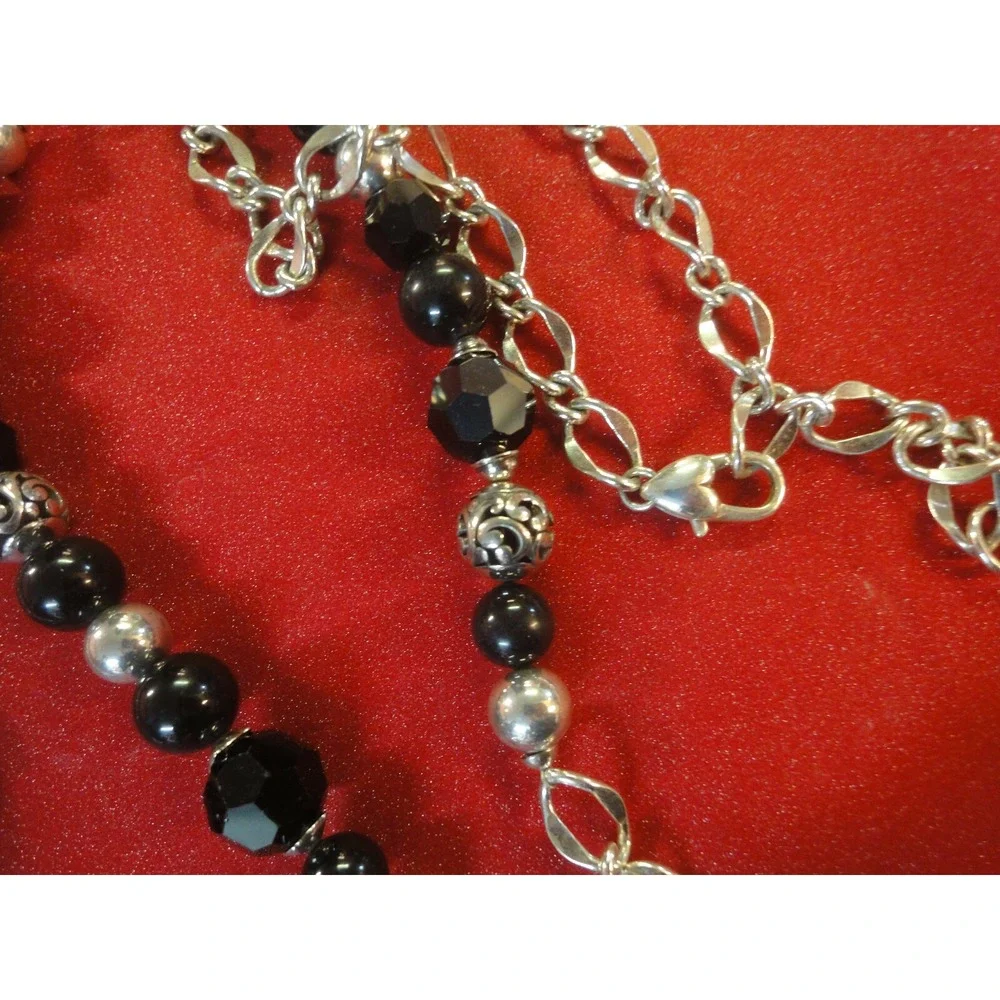 4‎ Brighton Necklace Pendant jewelry lot chain rhinestone black beads blue +